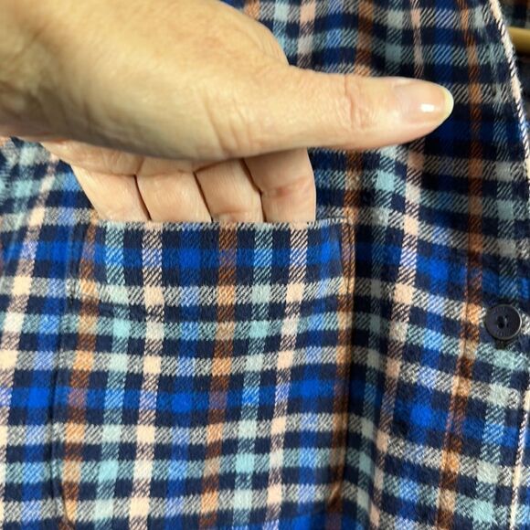 WOOLRICH Women’s Pemberton Check Flannel Button Down Shirt Blue Size Medium - Picture 6 of 12